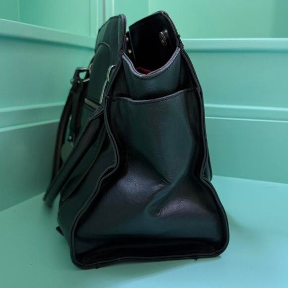 London Fog large black leather shoulder bag - Picture 6 of 8